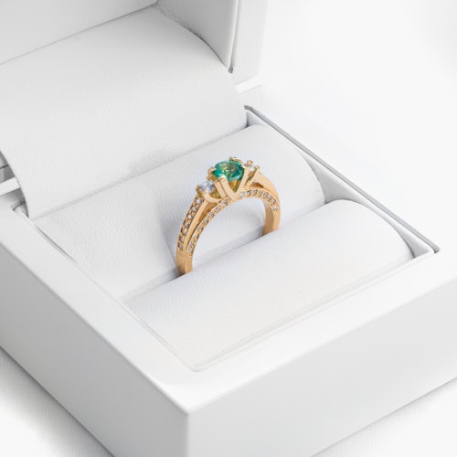 Pierścionek Secret Garden: złoty, szmaragd